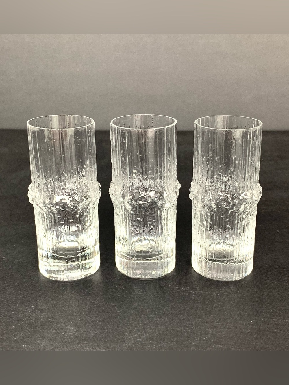 3 Iittala Ultima Niva Shot Liquor Cordial Glasses MCM Tapio Wirkkala Finland Vtg